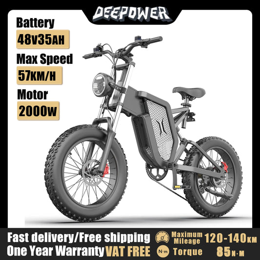 (V111) DEEPOWER,Mountain eBike,20" Fat Tires,2000W, 48V,35AH,For Adults.