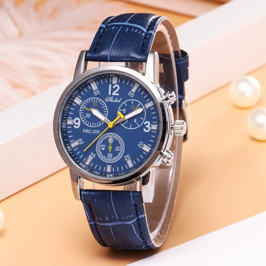 (Y108) Men's Business,Quartz, Classic Leather Strap With Date Watches.