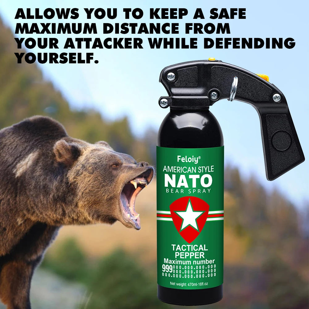 (S128) Bear Pepper Spray(470ml) Fast and Accurate Aim,Protective Spray Pattern,For Outdoor Travel.