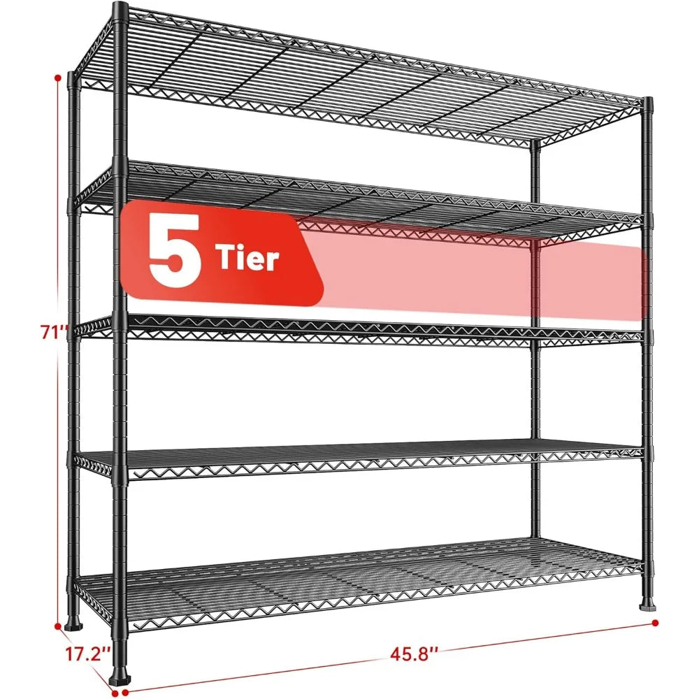 (I106) 5 Tier Adjustable Metal Storage Shelves.