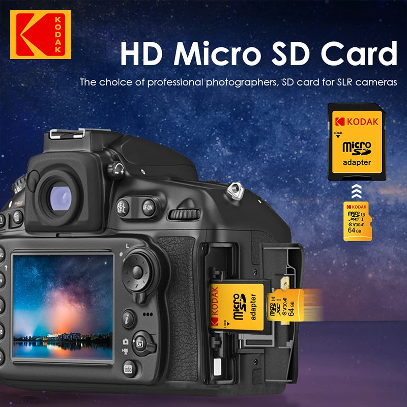 (D101) Original,Kodak U3 A1 V30 MicroSD Class 10,Memory Cards, 32GB,64GB,128GB,256GB.