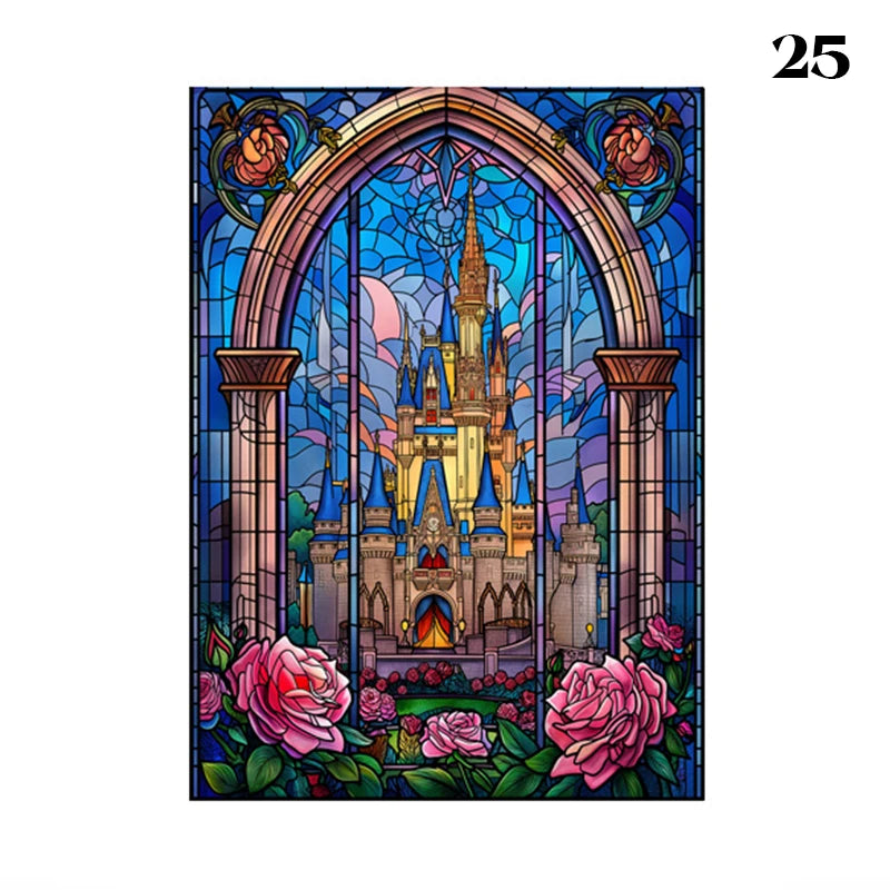 European Style Oil Painting Art Privacy Window Film Static Cling Vinyl Retro Stained Glass Film Home Bathroom Decor Stickers