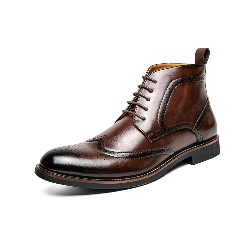 (Z109) Classic Men's Leather Designor, Pointed-Toe, Lace-Up, Comfortable,Boots,Plus Size 38-48 Available.