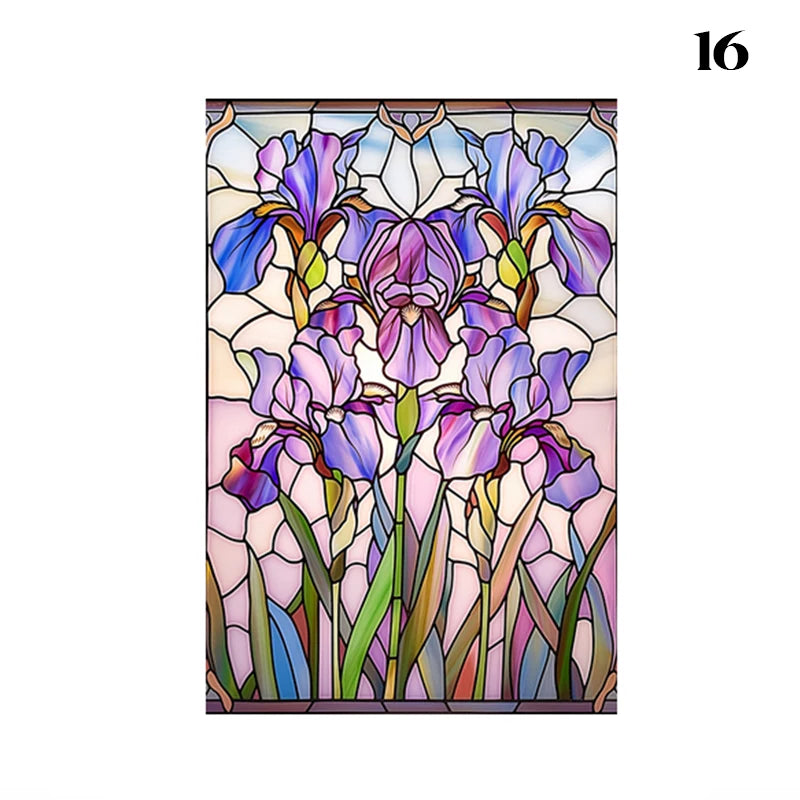 European Style Oil Painting Art Privacy Window Film Static Cling Vinyl Retro Stained Glass Film Home Bathroom Decor Stickers