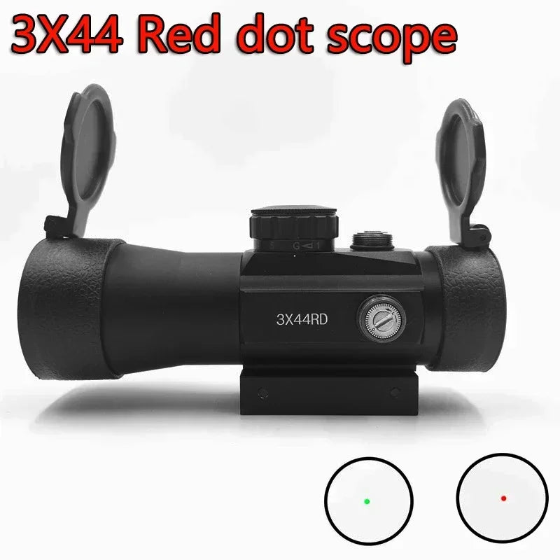 3X44 Green Red Dot Sight Scope M3 Red Dot Tactical Optics Riflescope Fit 11/20mm Rail 1X40 Rifle Sight for Outdoor Shooting