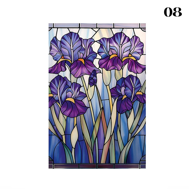 European Style Oil Painting Art Privacy Window Film Static Cling Vinyl Retro Stained Glass Film Home Bathroom Decor Stickers