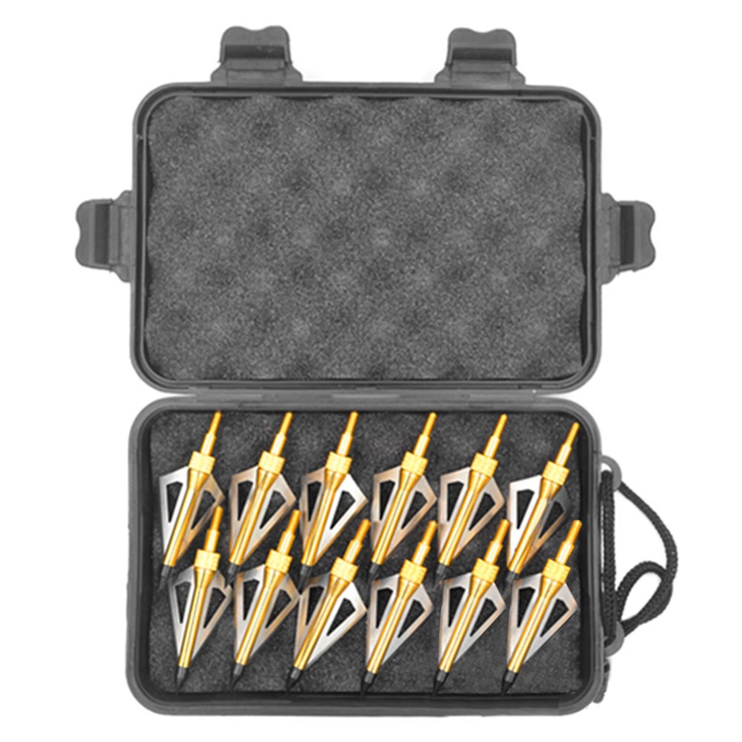 (S116) Broadheads 12pcs Points Tips For Carbon Arrows Arrowheads With Storage Case For Compound Bow Longbow Outdoor Hunting