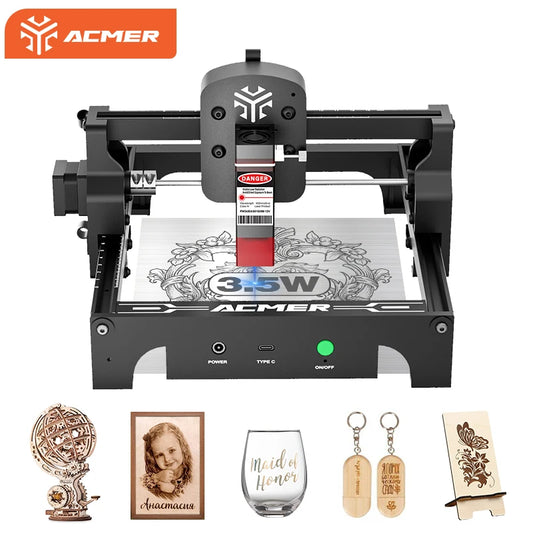 ACMER S1 3.5W Mini Portable Laser Engraver With 3.5W Laser Head DIY Logo Laser Engraving Machine Laser Cutting For Acrylc Wood