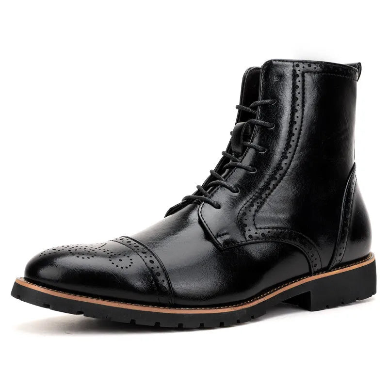 (Z109) Classic Men's Leather Designor, Pointed-Toe, Lace-Up, Comfortable,Boots,Plus Size 38-48 Available.