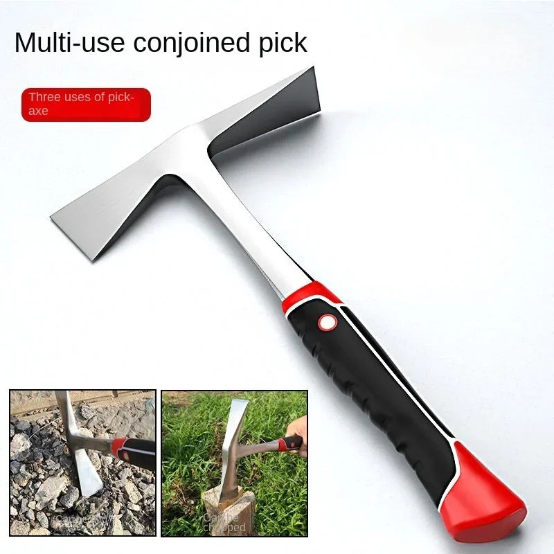 (S141) Axe chopping firewood pickaxe farming tools digging tree roots double flat fishing dual-purpose hoe axe integrated survival gear