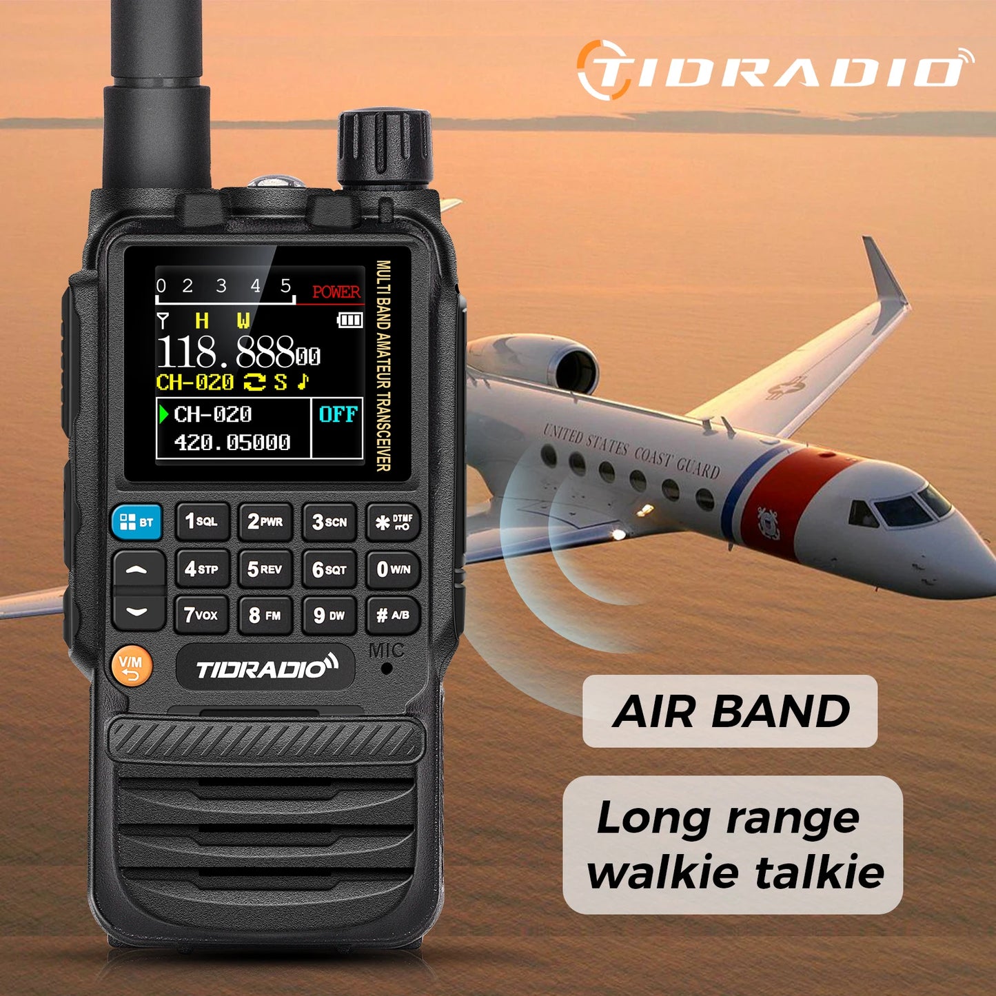 (T120) TIDRADIO H3,Long Range Programmable Two Way Radio,USB Type-C.