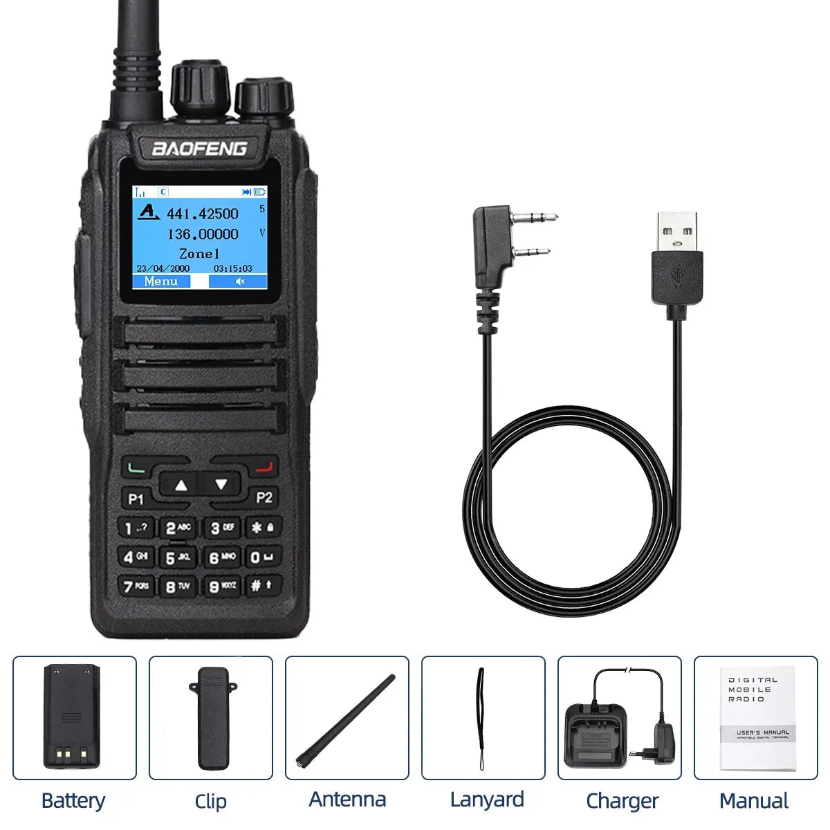 (T119) Baofeng,DMR DM-1701 Digital Dual Mode,Analog Two Way Radio,Dual Time Slot Tier 1+2 Ham Radio DR 1801.