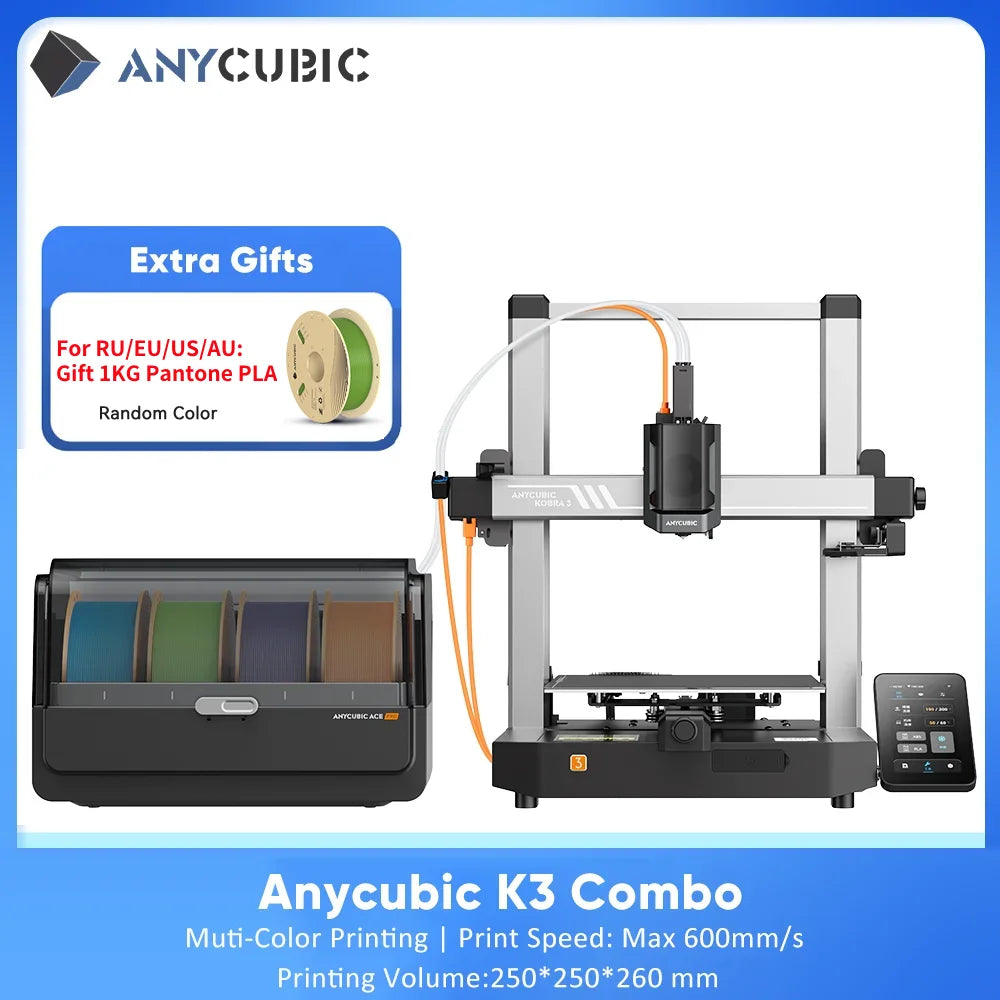 (T114) 3D Printer,ANYCUBIC,K3, Combo,FDM,Print in 4-8 Colors,Max.Speed:600mms, Build Size:250mm-260mm.