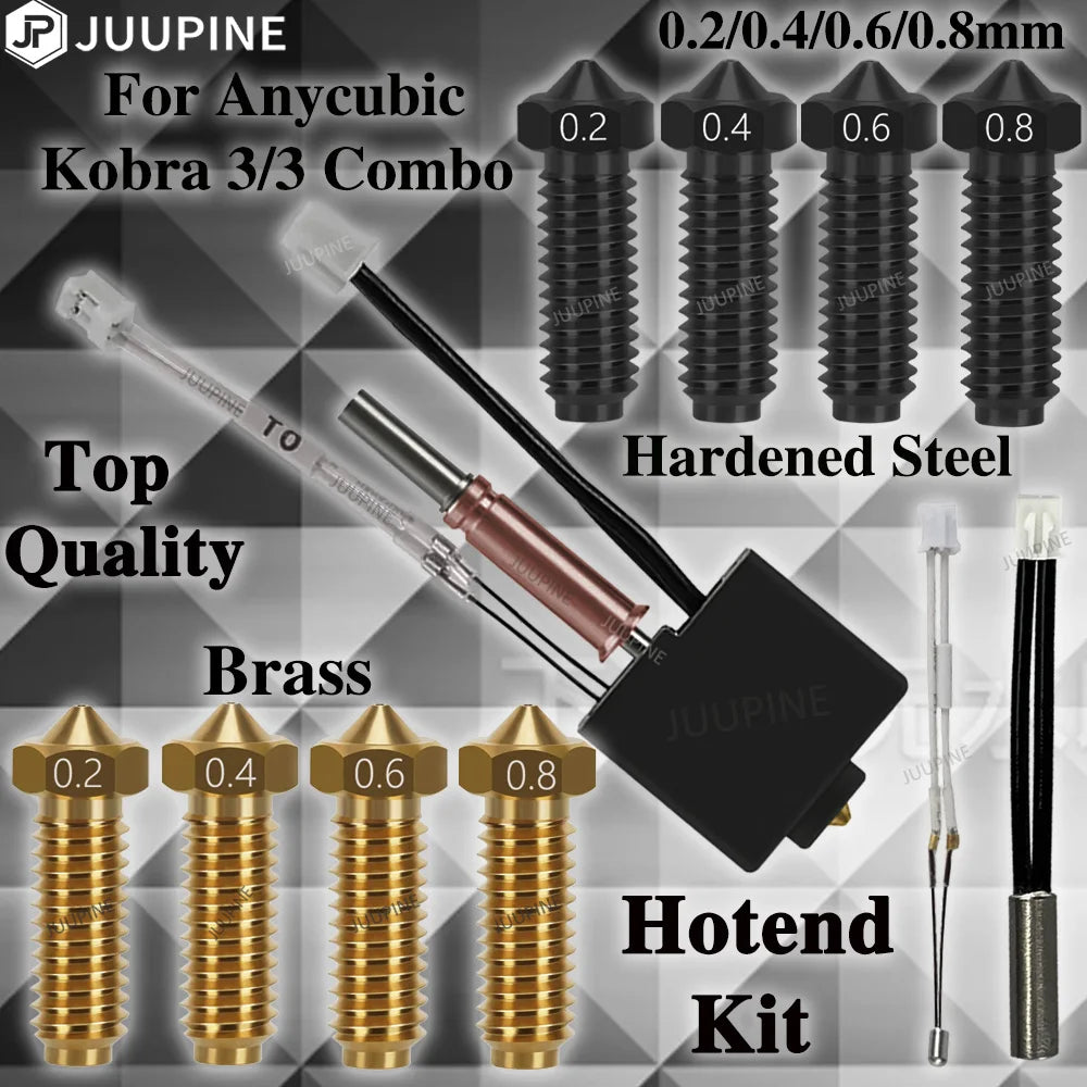 (T108) Hotend Kit with Heatbreak Nozzle For ANYCUBIC, Kobra 3, Combo,Thermistor,Heat Block.