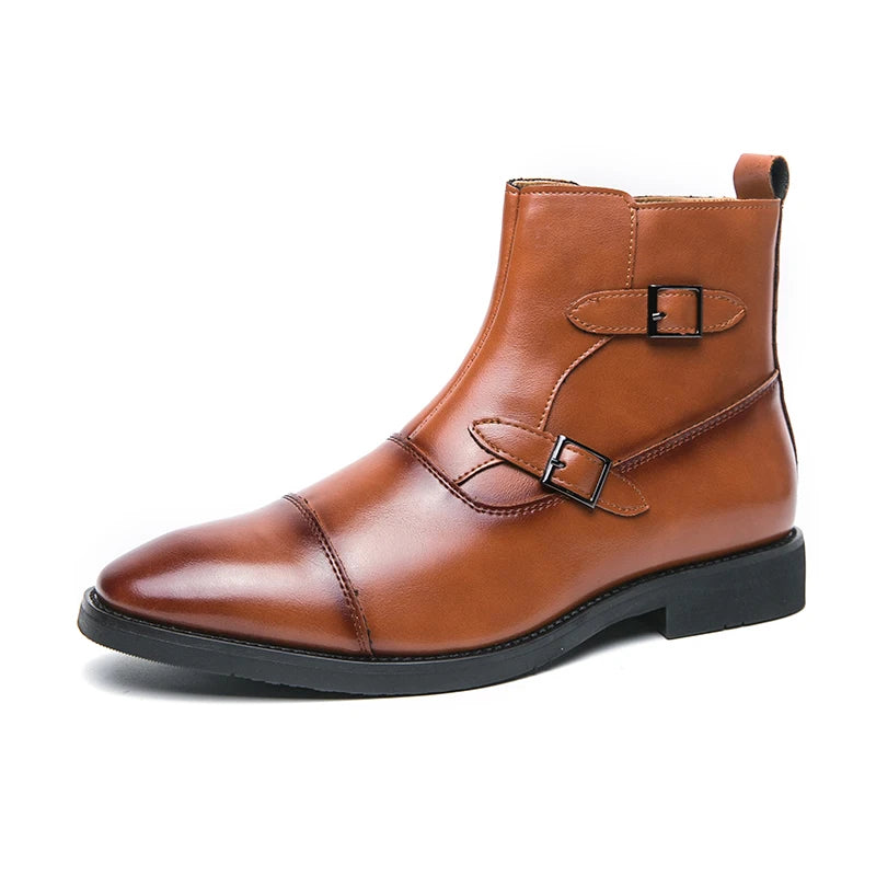 (Z109) Classic Men's Leather Designor, Pointed-Toe, Lace-Up, Comfortable,Boots,Plus Size 38-48 Available.