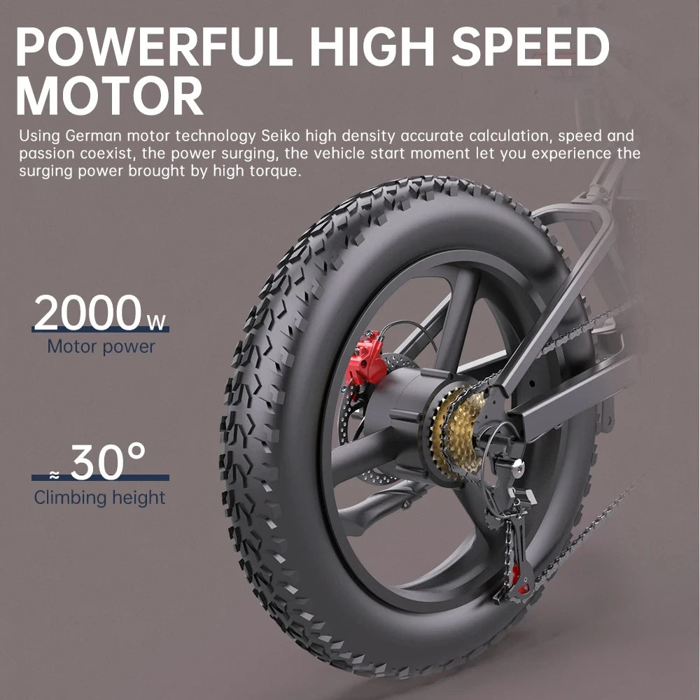 (V111) DEEPOWER,Mountain eBike,20" Fat Tires,2000W, 48V,35AH,For Adults.