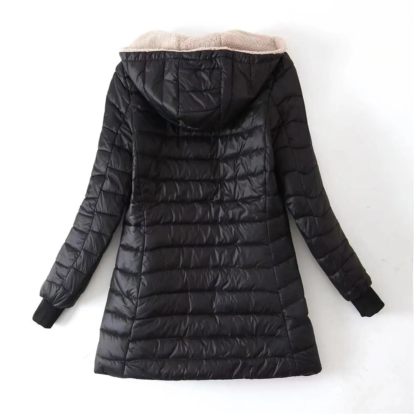 (X104) Women's Hooded, Zippered Fleece Down Overcoat, Thickened,Comfortable,Fuzzy.