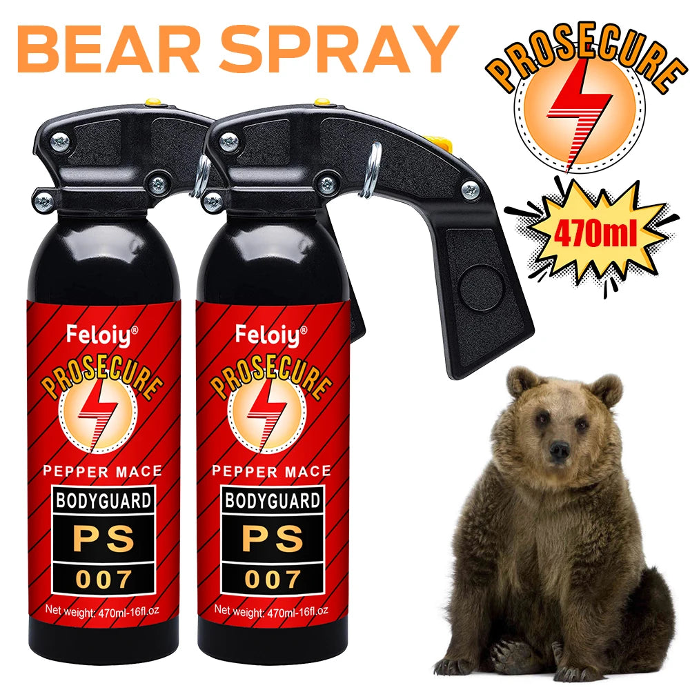 (S127) 470ML Bear Repellent, Self-Defense Pepper Spray, For Outdoor Camping,Lrg.Cap., Lng.Rng.