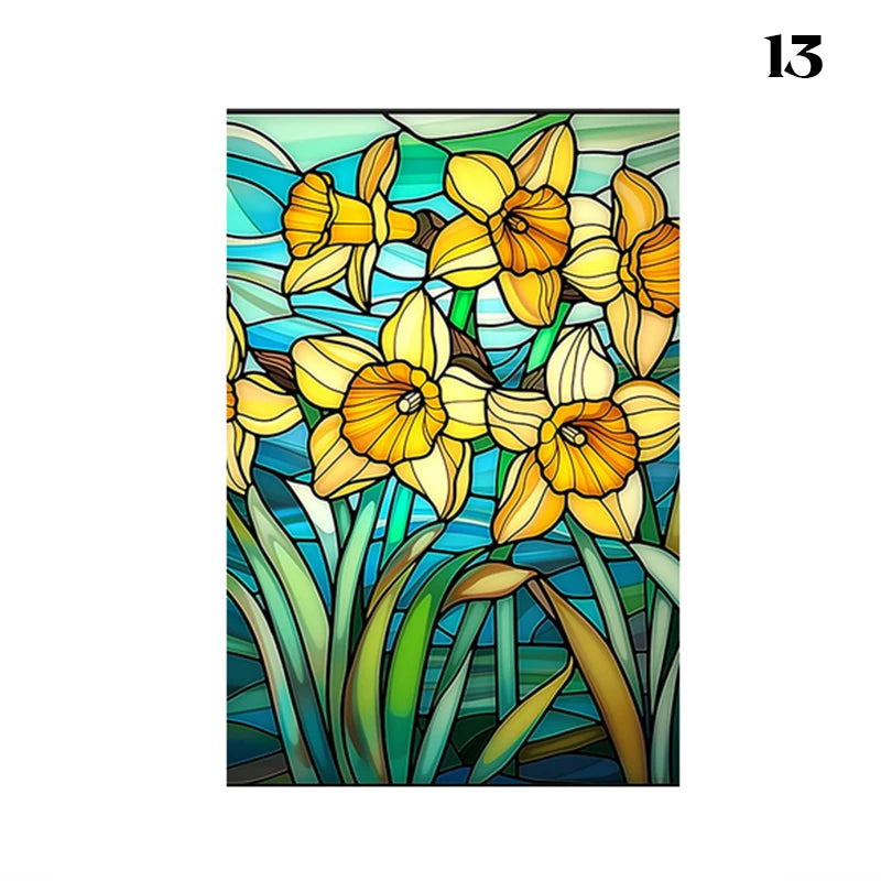 European Style Oil Painting Art Privacy Window Film Static Cling Vinyl Retro Stained Glass Film Home Bathroom Decor Stickers