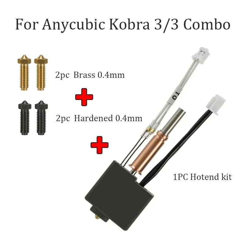 (T111) Hotend For Anycubic Kobra 3/Combo Nozzle, Thermistor,24v 50w Heater Block.