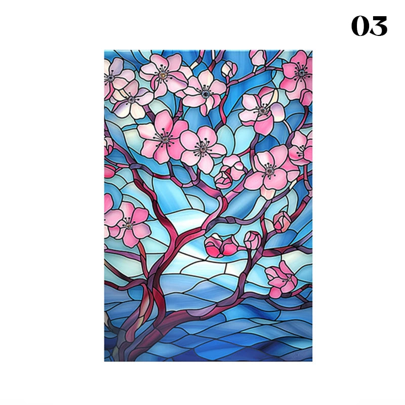 European Style Oil Painting Art Privacy Window Film Static Cling Vinyl Retro Stained Glass Film Home Bathroom Decor Stickers