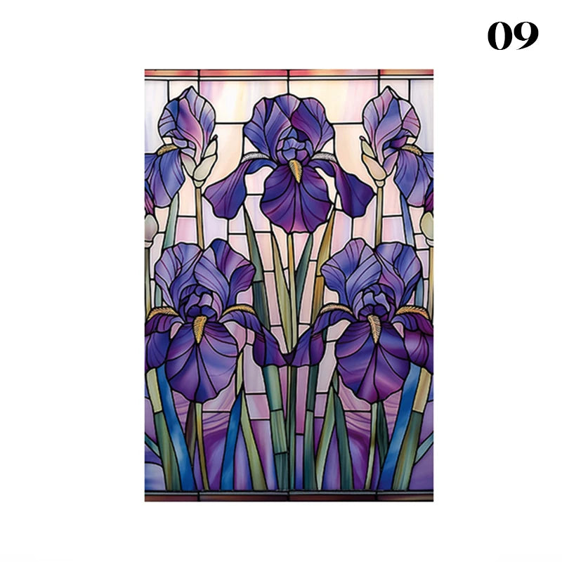 European Style Oil Painting Art Privacy Window Film Static Cling Vinyl Retro Stained Glass Film Home Bathroom Decor Stickers