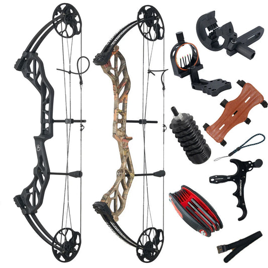 (S115) Compound Bow Archery Sets 19-70lbs Draw Weight Adjustable Shooting Right Hand Hunting Bows Adult Beginners Kit Up to IBO 320 Fps