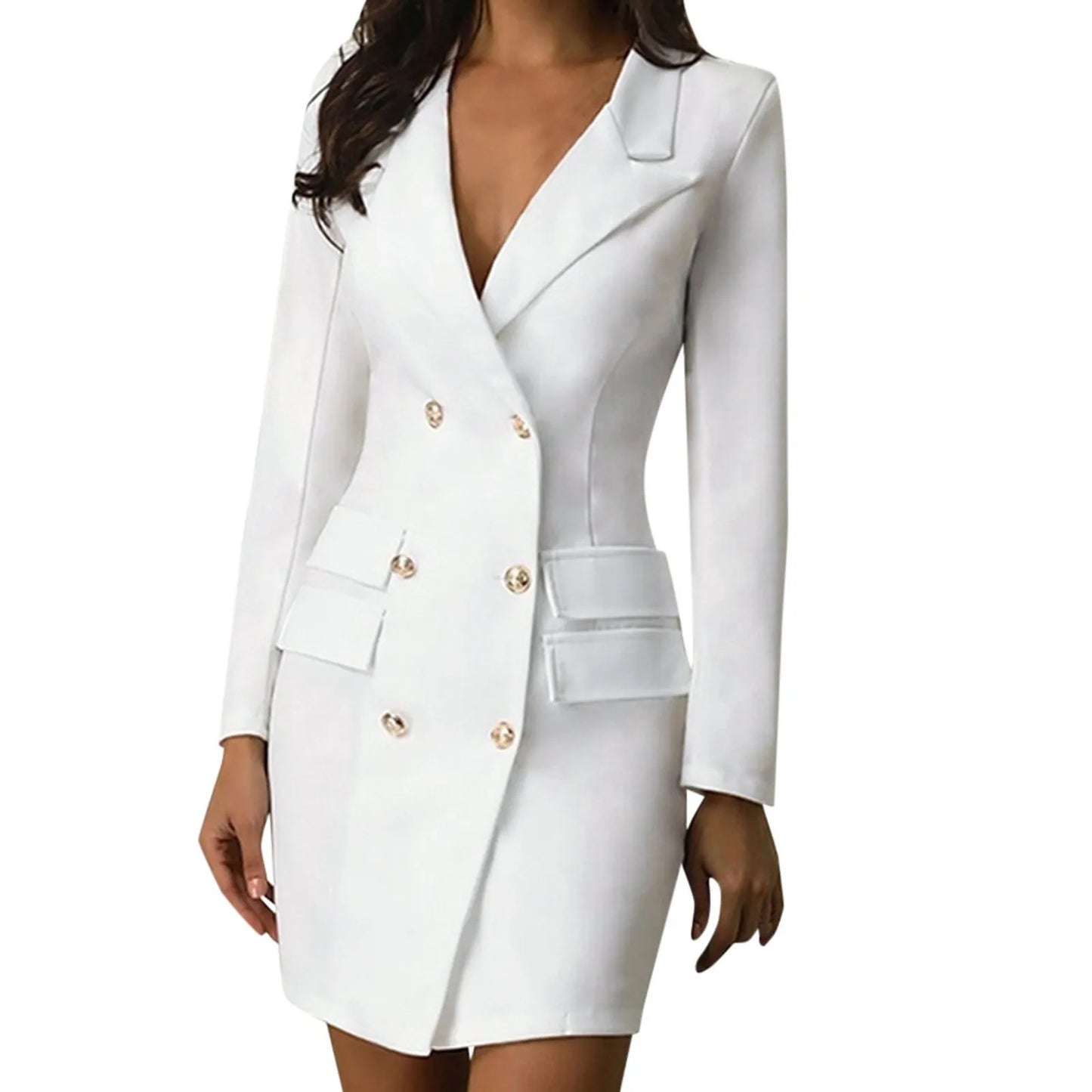 (X101) Elegant Long Sleeve, Double Breasted Blazer,Office Dress For Women,Casual/Formal.