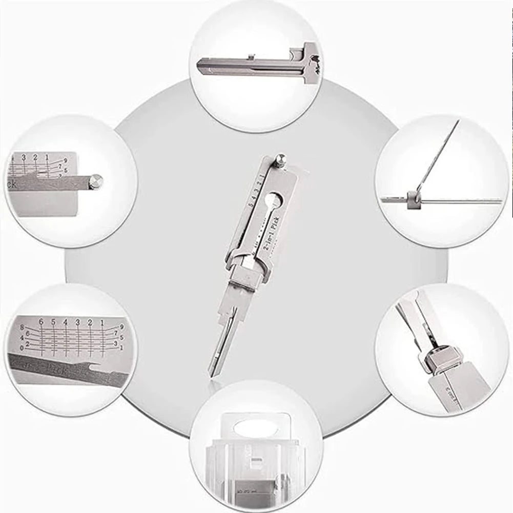 2-in-1 Stainless Steel Key Decoder Key Pick & Decoder Tool Precision Hook and Pickup Hand Tool O-ring Pickup Kit Repair Tool Kit