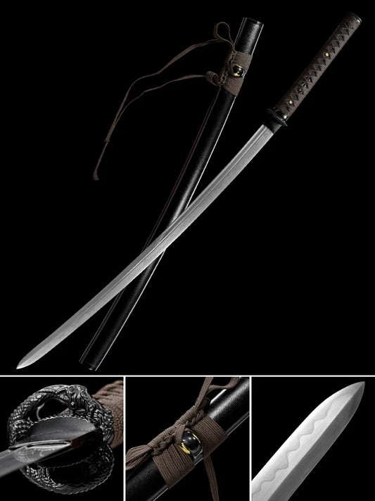 (D151) Chinese Tang Sword T10 Steel Clay Tempered with Real Hamon Blade Real Handmade Full Tang Ready Training Battle Kongfu Catana