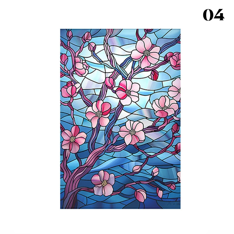 European Style Oil Painting Art Privacy Window Film Static Cling Vinyl Retro Stained Glass Film Home Bathroom Decor Stickers