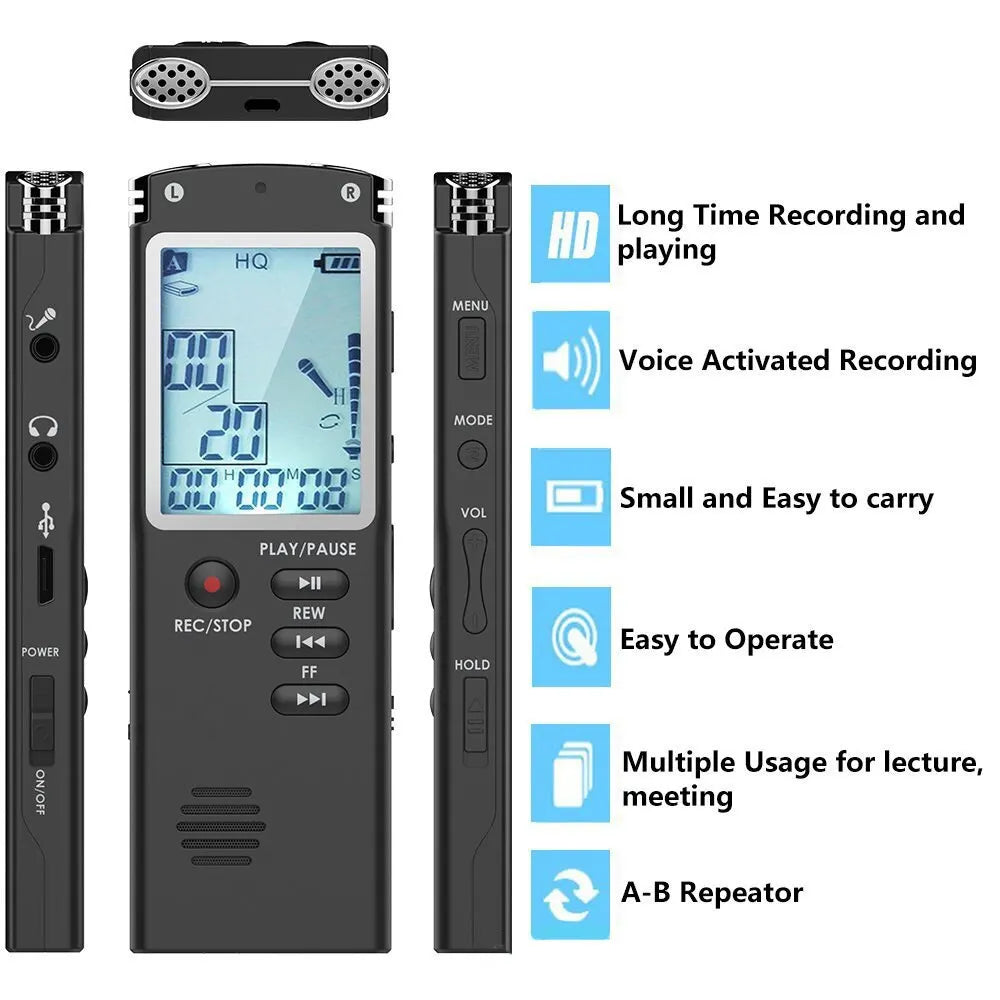 (A102) Mini. Professional Digital Audio Recorder/Dictaphone,With WAV,MP3, 8GB.