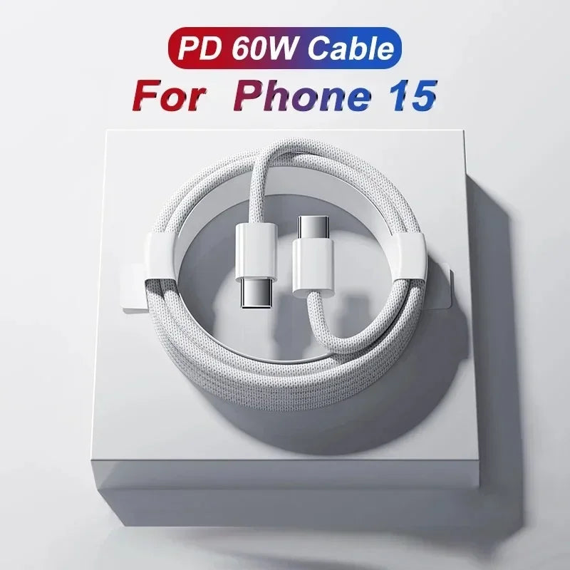 (L101) 10/50Pc.Fast Charging, 3FT,60W,3A,PD. Dual USB C to C Cable For Samsung and Iphone.