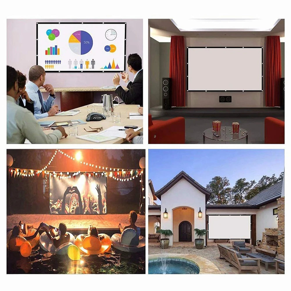 (I107) 16:9, 60/72/84/100/120/ 150" Portable HD Home Theater Projector Screens.