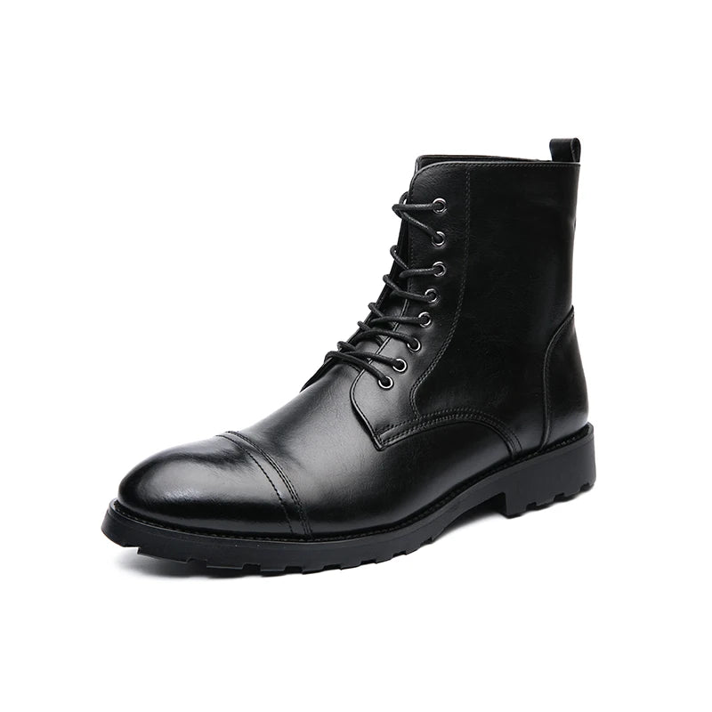 (Z109) Classic Men's Leather Designor, Pointed-Toe, Lace-Up, Comfortable,Boots,Plus Size 38-48 Available.