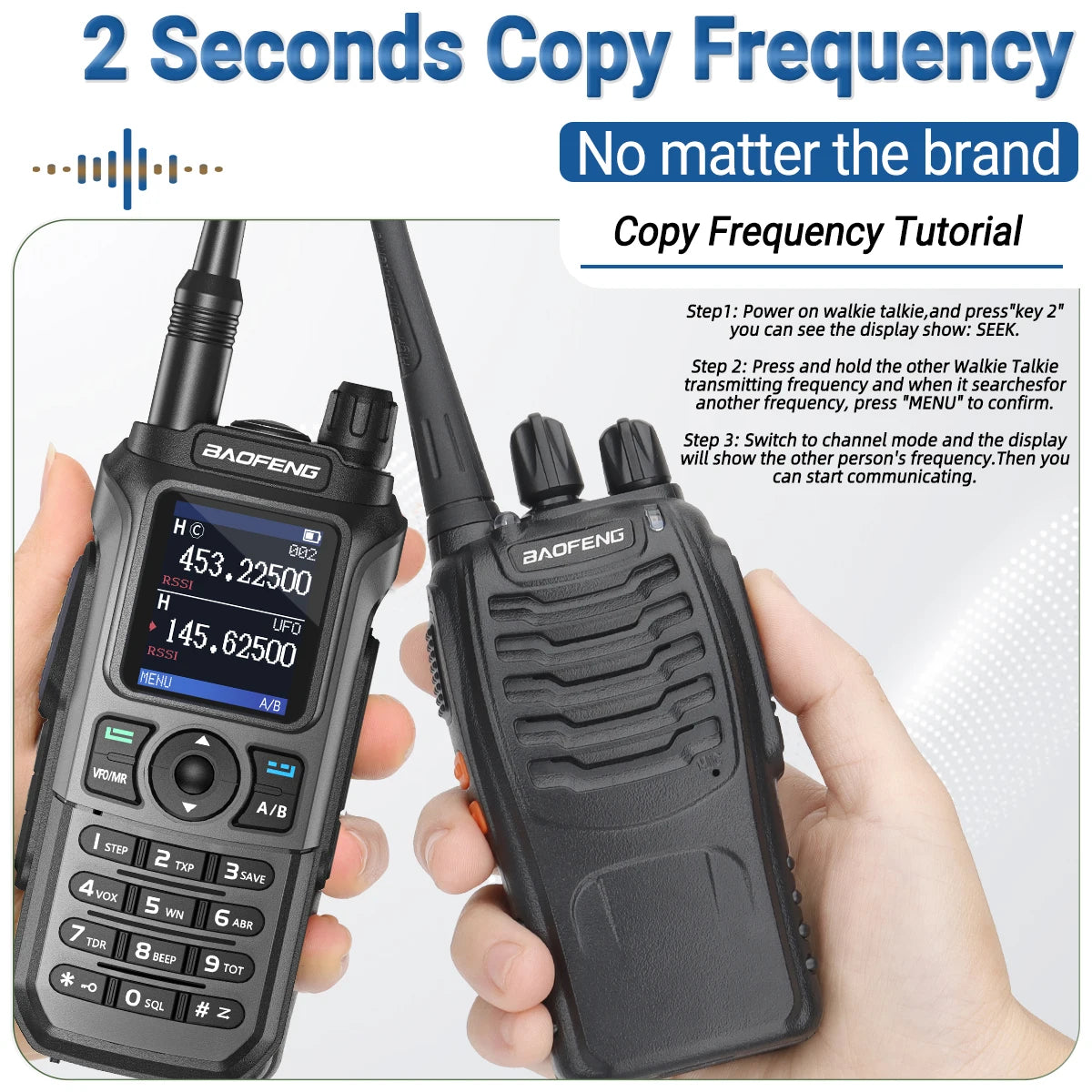 (T121) Baofeng,UV-21 Pro,50KM,999 Channels,Walkie Talkie, Flashlight,Waterproof.