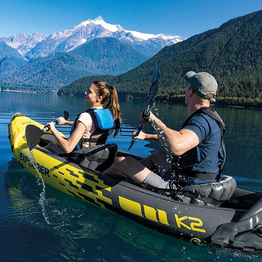 (W107) INTEX Explorer K2, Inflatable Tandem Kayak,Raft, Double Assault/Fishing Boat.